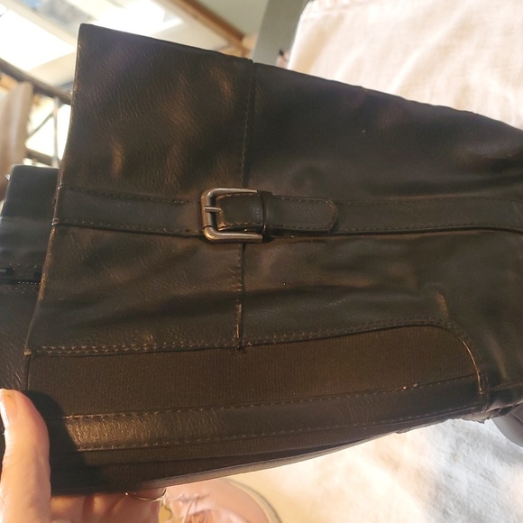 G.H. Bass Josie Black Knee-High Full Zip Sz. 8.5 Boots w Buckle W Calf Expander - Picture 3 of 12